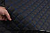Відріз 0,9м, Стьобаний шкірзам Maldive "чорний Ромб" з синьою ниткою, на поролоні 7мм, флізелін, шир.1,35 м Туреччина, фото 6