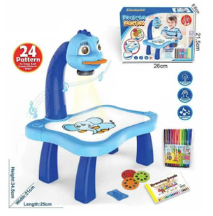 Дитячий проектор столик для малювання зі світлодіодним підсвічуванням YM 6886-1 "Рибка", синій, фото 2
