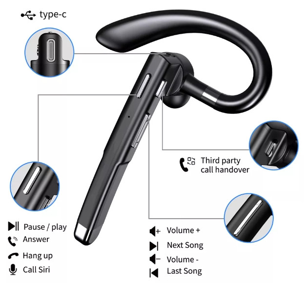 Гарнитура bluetooth YYK-520 с зарядным кейсом