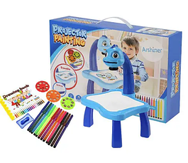 Дитячий проектор столик для малювання зі світлодіодним підсвічуванням YM 6886-1 "Рибка", синій, фото 3