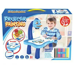 Дитячий проектор столик для малювання зі світлодіодним підсвічуванням YM 6886-1 "Рибка", синій, фото 4