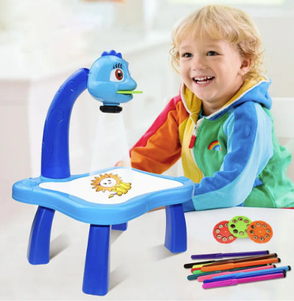 Дитячий проектор столик для малювання зі світлодіодним підсвічуванням YM 6886-1 "Рибка", синій, фото 1