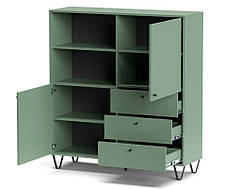 Буфет в сучасному стилі Aldo AL6 B2D/3S Accord, колір зелений дим, фото 4