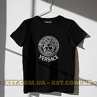 Мужская футболка оверсайз oversize Versace Версаче Чёрная