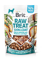Лакомство для кожи и шерсти собак Brit Raw Treat freeze-dried Skin and Coat, рыба и курица, 40 г