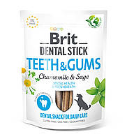 Лакомства здоровые десна и зубы для собак Brit Dental Stick Teeth & Gums ромашка и шалфей, 7 шт, 251 г