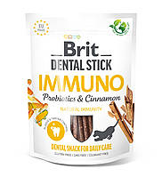 Лакомства для собак для крепкого иммунитета Brit Dental Stick Immuno  пробиотики и корица, 7 шт, 251 г