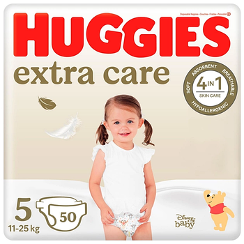 Підгузники дитячі Huggies Extra Care 5 (12-22 кг) Mega Pack, 50 шт