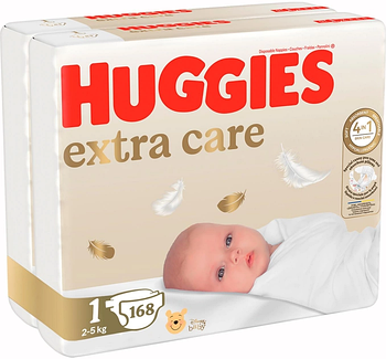 Підгузки Huggies Extra Care 1 (3-5 кг) 168 шт