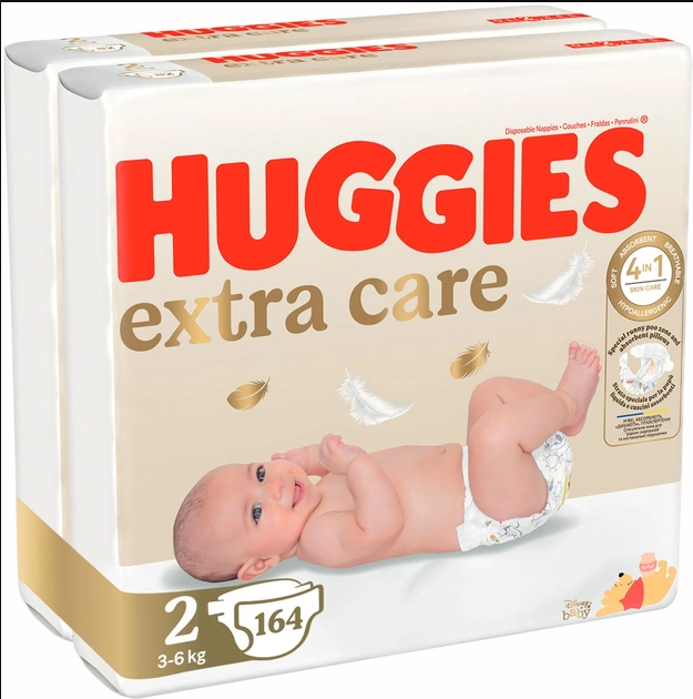 Підгузки Huggies Extra Care 2 4-6 кг 164 шт, фото 1