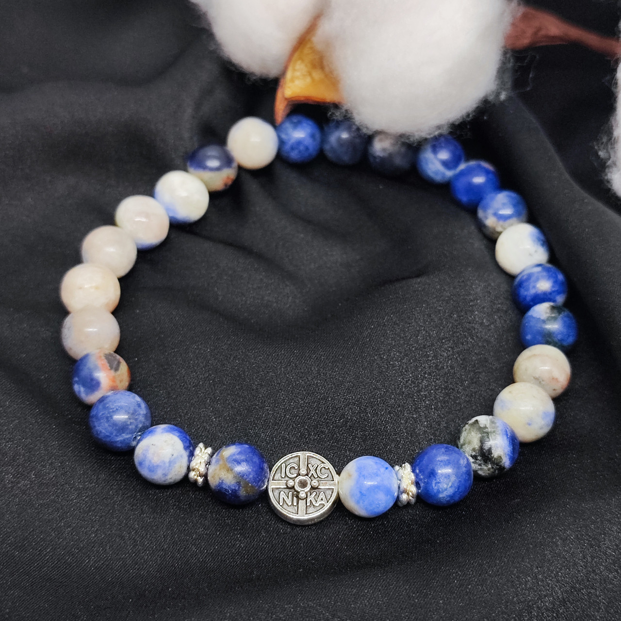 Браслет з каміння содаліт, 8 мм на 24 намистини NIKA, фото 1