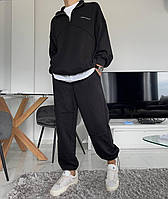 Мужской стильный спортивный костюм с штанами на утяжках чёрный