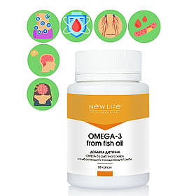 Омега 3 (Omega 3) з Риб'ячого Жиру Нове Життя (New Life) Добавка Дієтична 60 Капсул