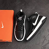 Черевики чоловічі зимові Nike Шкіряні Теплі на хутрі, Високі чорні кросівки Найк Спортивні натуральна шкіра *N9ч.б. бот*, фото 5