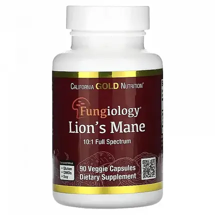 Їжовик гребінчастий California Gold Nutrition Fungiolody Lion`s Mane 90 капс., фото 1
