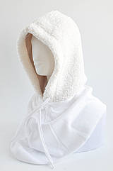 Капор з довязом KENT&AVER хутряний жіночий Teddy білий