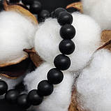 Браслет з оніксу чорного матового, 8 мм на 24 намистини NIKA, фото 3