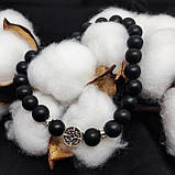 Браслет з оніксу чорного матового, 8 мм на 24 намистини NIKA, фото 2