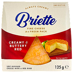 Сир брі червоний вершковий Брієтте Briette Creamy&Buttery Red 125g 10шт/ящ (Код: 00-00001337)
