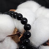 Браслет з оніксу чорного глянцевого, 8 мм на 24 намистини NIKA, фото 3