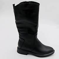 Демисезонные женские кожаные сапоги чёрные Foot step код-(430)