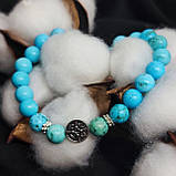 Браслет з каміння бірюза, 8 мм на 24 намистини NIKA, фото 3
