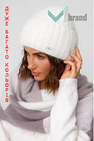 Ангоровая женская шапка Odyssey Аманта Теплая вязаная зимняя женская шапка