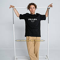 Мужская футболка оверсайз oversize Prada Прада Чёрная