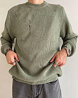 Мужской стильный удобный свитер оверсайз на весну/осень хаки S