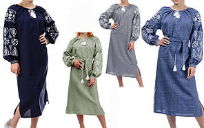 Жіноче плаття в етнічному стилі. Довге лляне жіноче плаття-вишиванка. Красива сукня-Вишиванка жіноча.