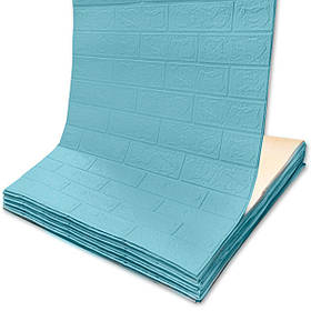 3Д шпалери самоклеючі миючі 3,08м x70см x 3мм на клейовій основі в рулоні бірюзова цегла