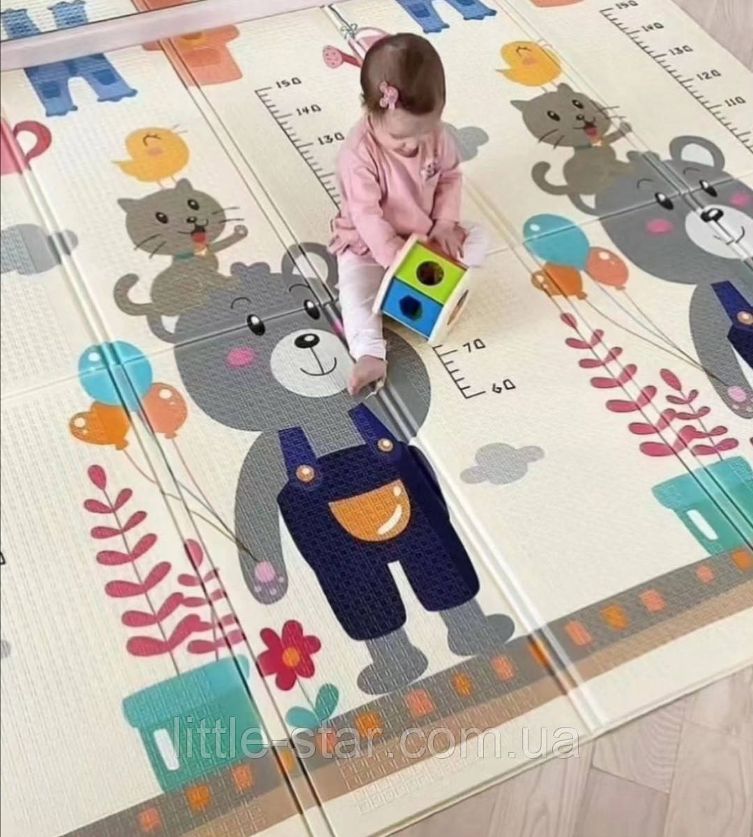 Дитячий термоковрик 1500*1800 мм каремат бэбипол двосторонній складаний з текстурним покриттям