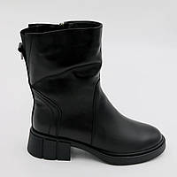 Ботинки женские молодёжные кожаные чёрные зимние размер 36. 37.38.39.40.41. Foot step код-(427)