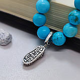 Браслет із каміння бірюза із підвіскою-черевичком святителя Спиридона, фото 4