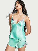 Атласный комплект для сна Victoria's Secret Floral Embroidery Cami Set Size M