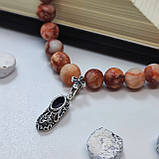 Браслет із яшми коричневої із підвіскою-черевичком святителя Спиридона, фото 3