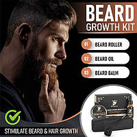 Набор для роста бороды Red-Blooded Beard Growth Kit масло для роста бороды + бальзам для бороды + мезороллер