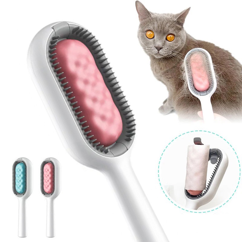 Щітка для сухого та вологово вичісування собак та котів Pet Gravity 4в1 Pet Grooming Comb для довгошерстих порід - рожева