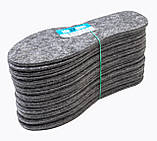 Устілки для взуття фетрові 37 розмір сірі (довжина 23,5 см, товщина 4 мм) осінь/весна, фото 5