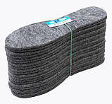 Устілки для взуття фетрові 38 розмір сірі (довжина 24 см, товщина 4 мм) осінь/весна, фото 5