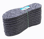 Устілки для взуття фетрові 39 розмір сірі (довжина 25 см, товщина 4 мм) осінь/весна, фото 5