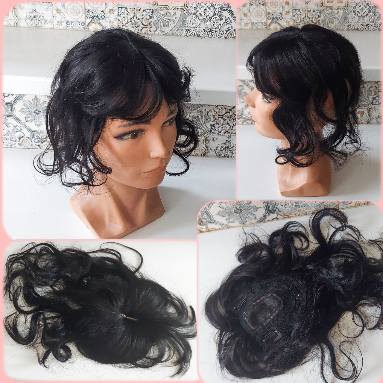 Накладка топпер з натуральних волосся на потилицю LOKON 12"-1B, фото 1