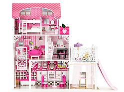 Дерев'яний будиночок для ляльок на подарунок, найкращий ляльковий будиночок із меблями для дівчаток 95х32х90 см MS