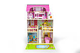 Ігровий ляльковий будиночок із дерева з LED-підсвіткою, будинок для ляльок з меблями для дівчаток 59х33х90 см MS, фото 3