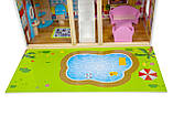 Ігровий ляльковий будиночок із дерева з LED-підсвіткою, будинок для ляльок з меблями для дівчаток 59х33х90 см MS, фото 5