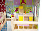 Ігровий ляльковий будиночок із дерева з LED-підсвіткою, будинок для ляльок з меблями для дівчаток 59х33х90 см MS, фото 6