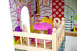 Ігровий ляльковий будиночок із дерева з LED-підсвіткою, будинок для ляльок з меблями для дівчаток 59х33х90 см MS, фото 7