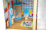 Ігровий ляльковий будиночок із дерева з LED-підсвіткою, будинок для ляльок з меблями для дівчаток 59х33х90 см MS, фото 8