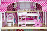Ігровий ляльковий будиночок із дерева з LED-підсвіткою, будинок для ляльок з меблями для дівчаток 59х33х90 см MS, фото 10