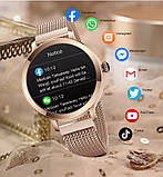 Годинник розумний жіночий наручний Smart VIP Lady Pro Gold круглі багатофункціональні металеві смарт MS, фото 4